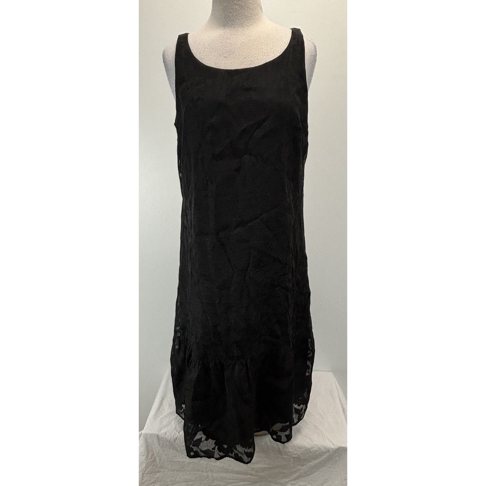 J. Jill Sheer Floral Overlay Maxi Dress Women's Mp Petite Black Shift Tiered